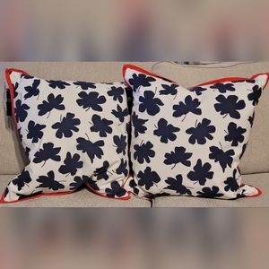 (2)RALPH LAUREN CARTER FLORAL 1pc  DECO PILLOW NAVY WHITE CORAL 18"sq  $135